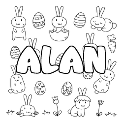 Coloraci&oacute;n del nombre ALAN - decorado Pascua