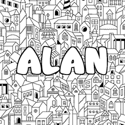 Coloraci&oacute;n del nombre ALAN - decorado ciudad