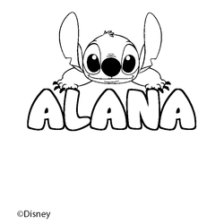 Coloraci&oacute;n del nombre ALANA - decorado Stitch
