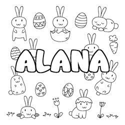 Coloraci&oacute;n del nombre ALANA - decorado Pascua