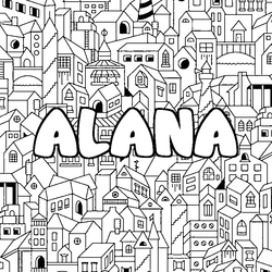 Coloraci&oacute;n del nombre ALANA - decorado ciudad