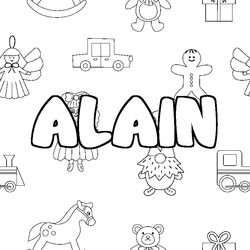 Coloraci&oacute;n del nombre ALAIN - decorado juguetes