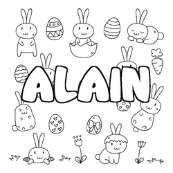 Coloraci&oacute;n del nombre ALAIN - decorado Pascua