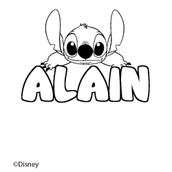 Coloraci&oacute;n del nombre ALAIN - decorado Stitch