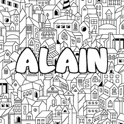 Coloraci&oacute;n del nombre ALAIN - decorado ciudad