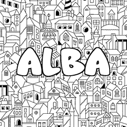 Coloraci&oacute;n del nombre ALBA - decorado ciudad