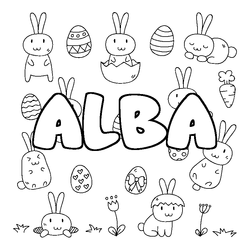 Coloraci&oacute;n del nombre ALBA - decorado Pascua