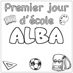 Coloraci&oacute;n del nombre ALBA - decorado primer d&iacute;a de escuela