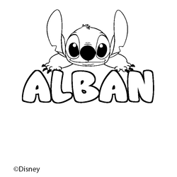 Coloraci&oacute;n del nombre ALBAN - decorado Stitch