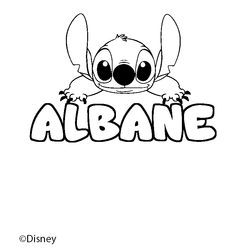 Coloraci&oacute;n del nombre ALBANE - decorado Stitch