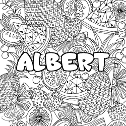 Coloraci&oacute;n del nombre ALBERT - decorado mandala de frutas