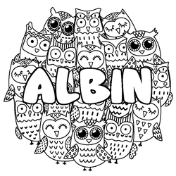 Coloraci&oacute;n del nombre ALBIN - decorado b&uacute;hos
