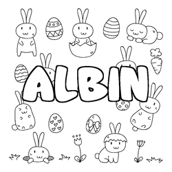 Coloraci&oacute;n del nombre ALBIN - decorado Pascua
