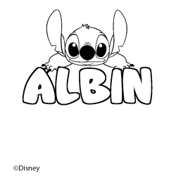 Coloraci&oacute;n del nombre ALBIN - decorado Stitch