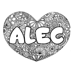 Coloraci&oacute;n del nombre ALEC - decorado mandala de coraz&oacute;n