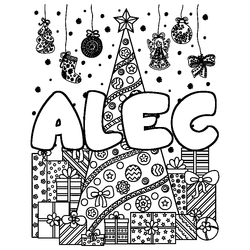 Coloraci&oacute;n del nombre ALEC - decorado &aacute;rbol de Navidad y regalos