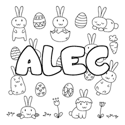 Coloraci&oacute;n del nombre ALEC - decorado Pascua