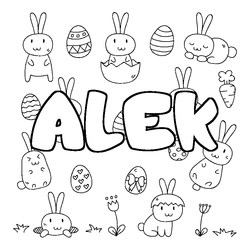 Coloraci&oacute;n del nombre ALEK - decorado Pascua