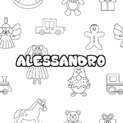 Coloraci&oacute;n del nombre ALESSANDRO - decorado juguetes
