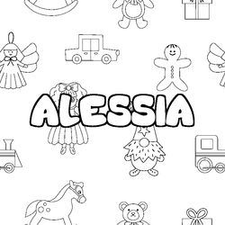 Coloraci&oacute;n del nombre ALESSIA - decorado juguetes