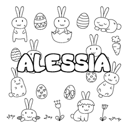 Coloraci&oacute;n del nombre ALESSIA - decorado Pascua