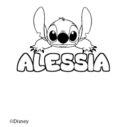 Coloraci&oacute;n del nombre ALESSIA - decorado Stitch