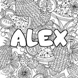 Coloraci&oacute;n del nombre ALEX - decorado mandala de frutas