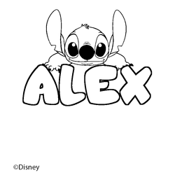 Coloraci&oacute;n del nombre ALEX - decorado Stitch