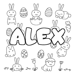 Coloraci&oacute;n del nombre ALEX - decorado Pascua