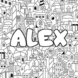 Coloraci&oacute;n del nombre ALEX - decorado ciudad