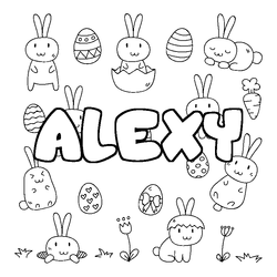 Coloraci&oacute;n del nombre ALEXY - decorado Pascua