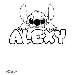 Coloraci&oacute;n del nombre ALEXY - decorado Stitch