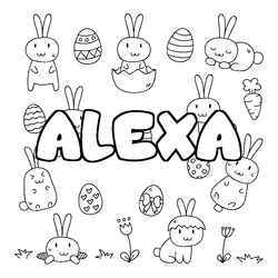 Coloraci&oacute;n del nombre ALEXA - decorado Pascua