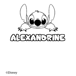 Coloraci&oacute;n del nombre ALEXANDRINE - decorado Stitch