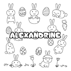Coloraci&oacute;n del nombre ALEXANDRINE - decorado Pascua