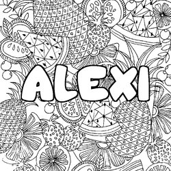 Coloraci&oacute;n del nombre ALEXI - decorado mandala de frutas