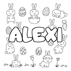 Coloraci&oacute;n del nombre ALEXI - decorado Pascua