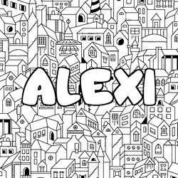 Coloraci&oacute;n del nombre ALEXI - decorado ciudad