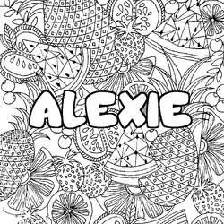 Coloraci&oacute;n del nombre ALEXIE - decorado mandala de frutas