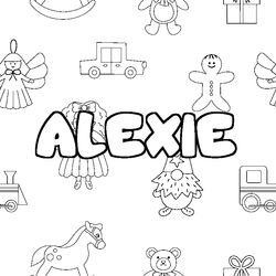 Coloraci&oacute;n del nombre ALEXIE - decorado juguetes