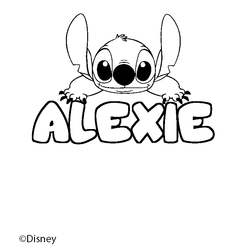 Coloraci&oacute;n del nombre ALEXIE - decorado Stitch