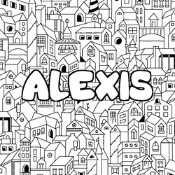 Coloraci&oacute;n del nombre ALEXIS - decorado ciudad
