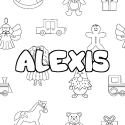 Coloraci&oacute;n del nombre ALEXIS - decorado juguetes