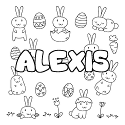 Coloraci&oacute;n del nombre ALEXIS - decorado Pascua