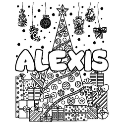 Coloraci&oacute;n del nombre ALEXIS - decorado &aacute;rbol de Navidad y regalos