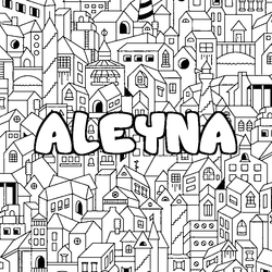 Coloraci&oacute;n del nombre ALEYNA - decorado ciudad