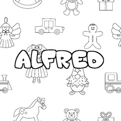 Coloraci&oacute;n del nombre ALFRED - decorado juguetes