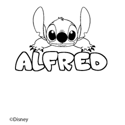 Coloraci&oacute;n del nombre ALFRED - decorado Stitch
