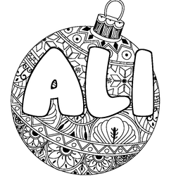 Coloraci&oacute;n del nombre ALI - decorado bola de Navidad