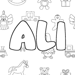 Coloraci&oacute;n del nombre ALI - decorado juguetes